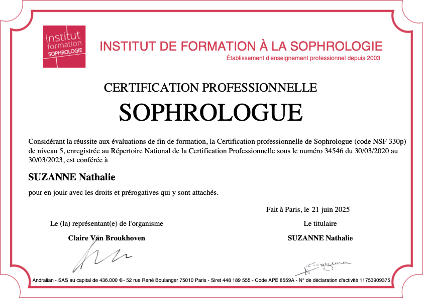 Certification Professionnelle Sophrologue – IFS